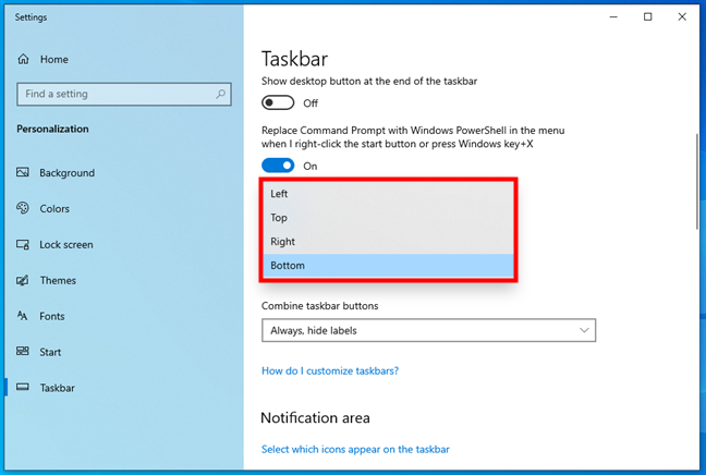 How to move the taskbar in Windows 10