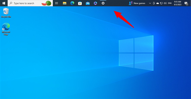 Windows 10's taskbar shown at the top of the screen