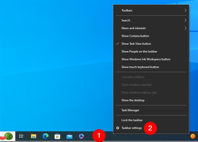 How to open Taskbar settings in Windows 10