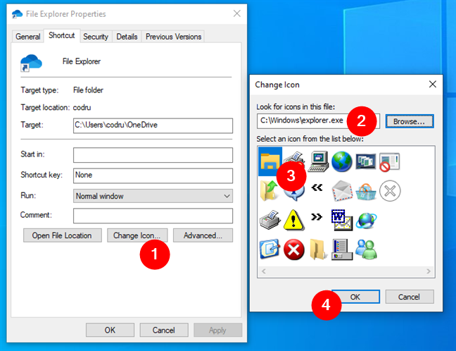 Change the icon of the File Explorer shortcut