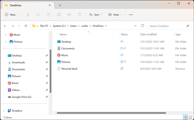 File Explorer opens in OneDrive