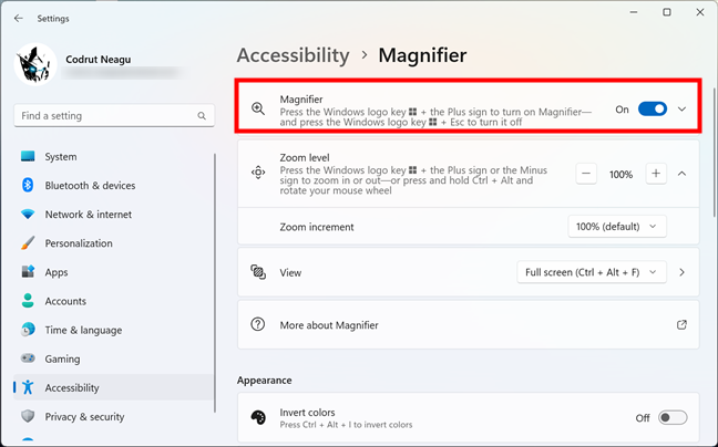 How to enable Windows' Magnifier