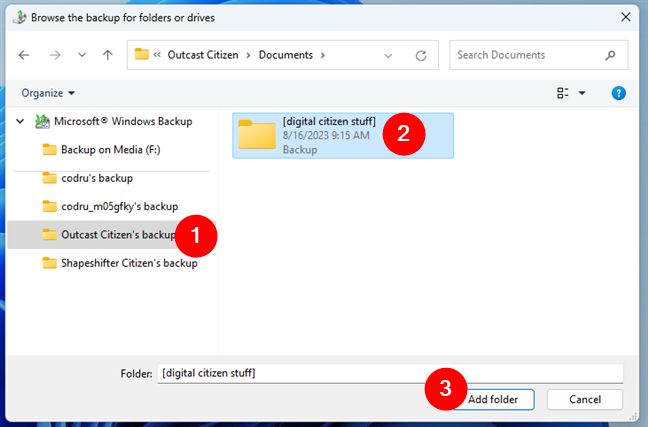 Browse the backup for folders or drives