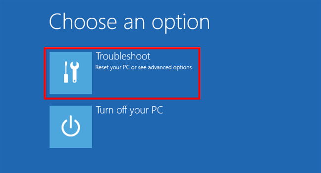 Select Troubleshoot