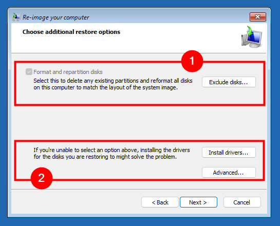 Additional restore options