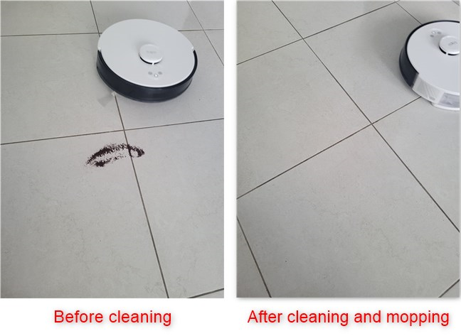 TP-Link Tapo RV30 Plus vacuuming and mopping (before and after)