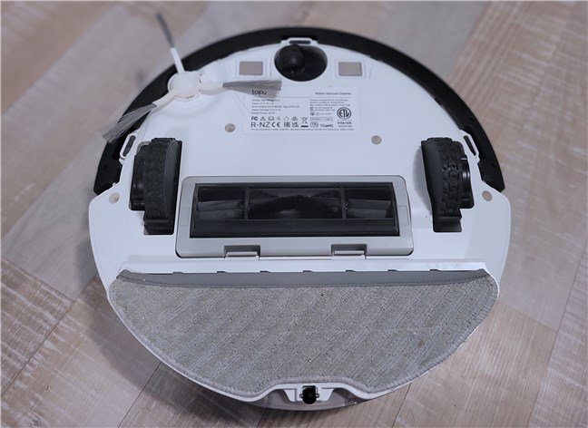 The bottom of the TP-Link Tapo RV30 Plus robot vacuum
