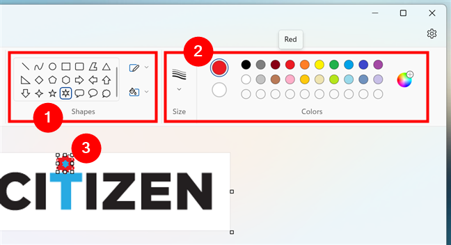 How to insert shapes in Paint