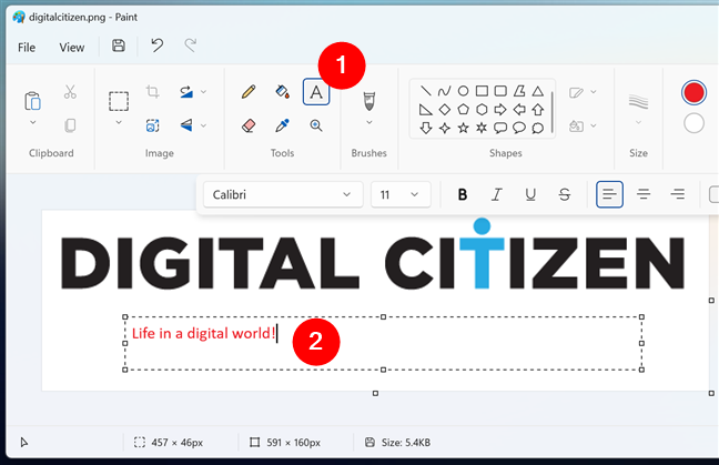 How to insert text in Paint for Windows 11