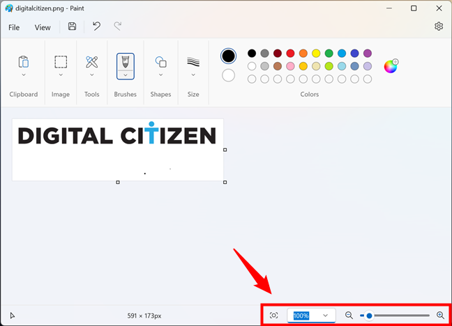Zooming controls in Windows 11's Paint