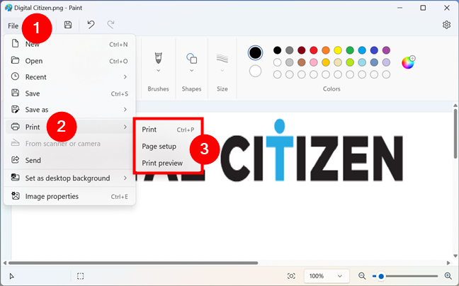Print options in Paint for Windows 11