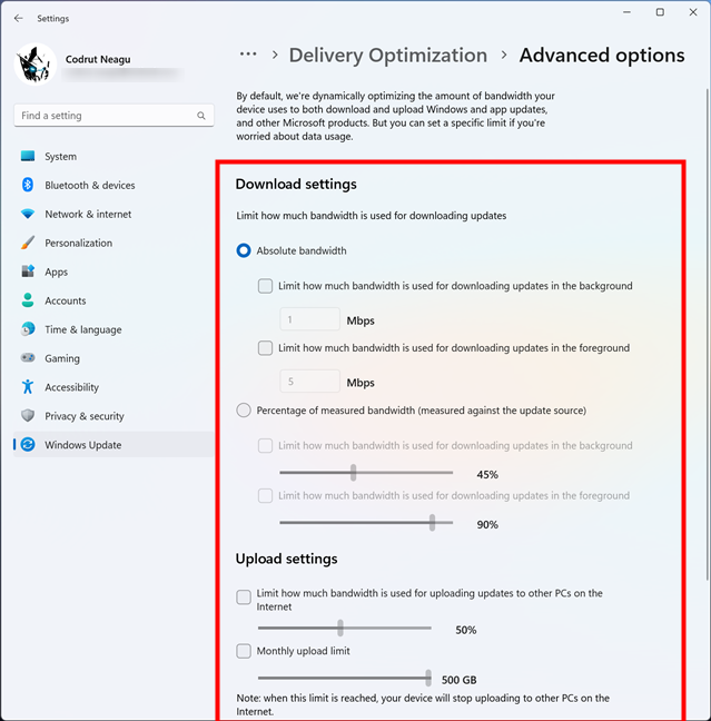 Delivery Optimization controls