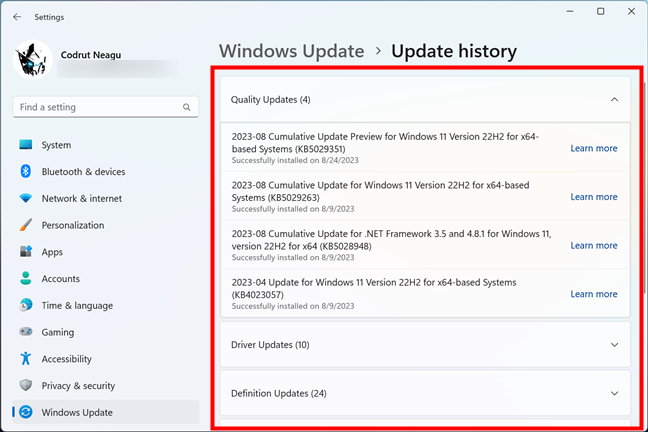 Windows 11 Update history