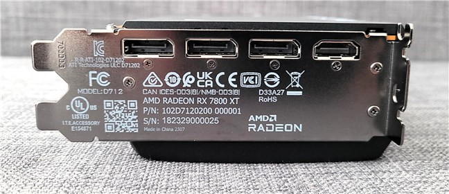 Ports on the AMD Radeon RX 7800 XT