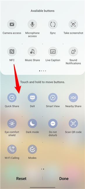 Drag and drop NFC in the Quick Settings panel