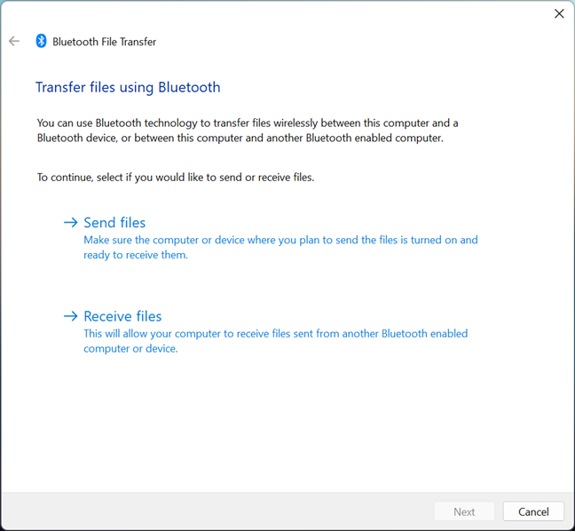 Transfer files using Bluetooth