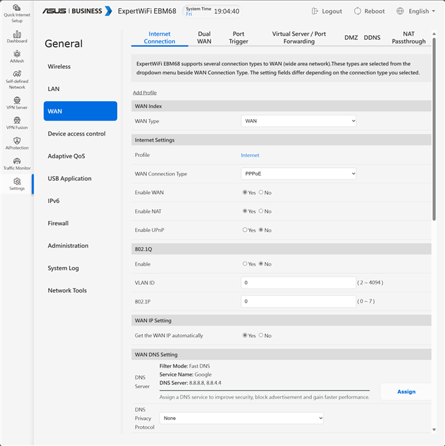 Here are your WAN settings