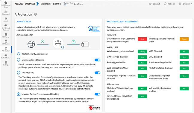 AiProtection is available on ASUS ExpertWiFi EBM68