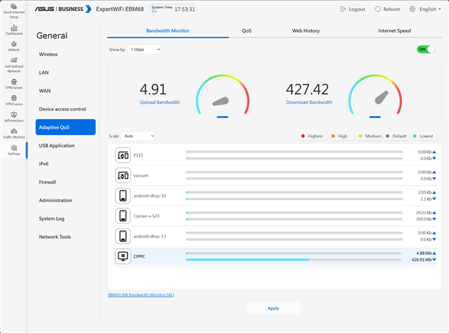 Setting up Adaptive QoS