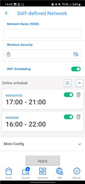 Creating a network with a specific schedule