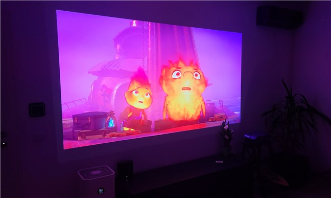 Watching a movie on the ASUS ZenBeam L2 projector