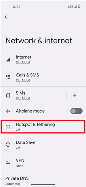 Tap Hotspot & tethering