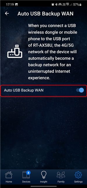 Enable Auto USB Backup WAN