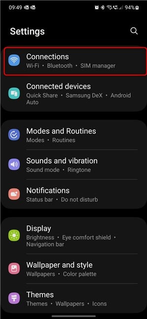 On your Samsung Galaxy, go to Settings > Connections