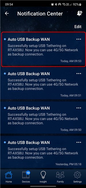 Auto USB Backup WAN is enabled and used