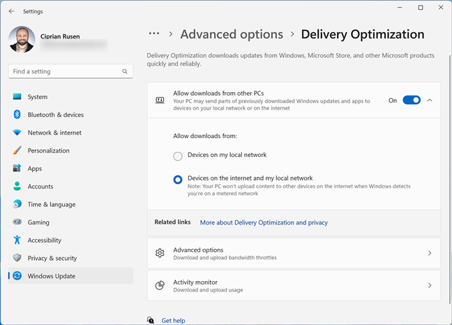 Delivery Optimization in Windows 11