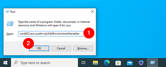 How to show Windows 10's environment variables using Run