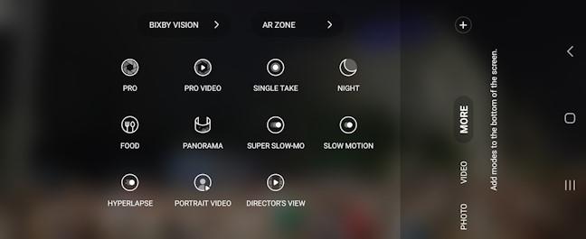 The options found on the Camera app