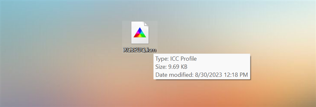 An ICM (color profile) file in Windows