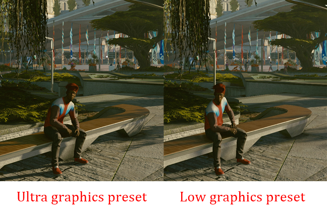 Ultra vs. Low graphics preset quality in Starfield