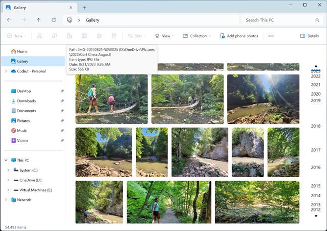 File Explorerâs interface gets tweaked and includes a Gallery section