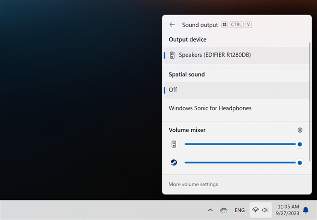 The system tray Volume fly-out gets new controls