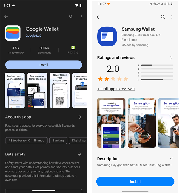 NFC payment apps: Google Wallet and Samsung Wallet