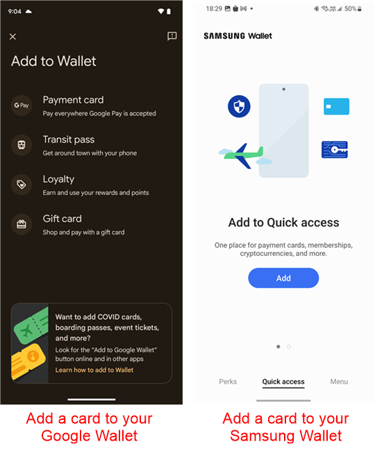 Adding a card to your payment app