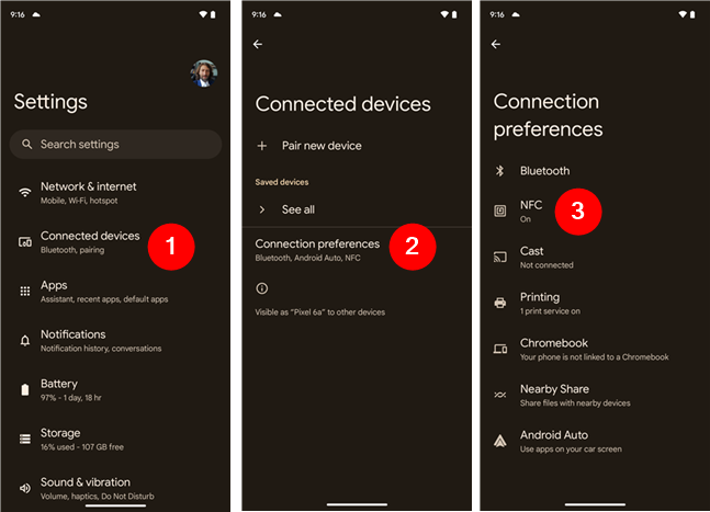 Access NFC settings on Android