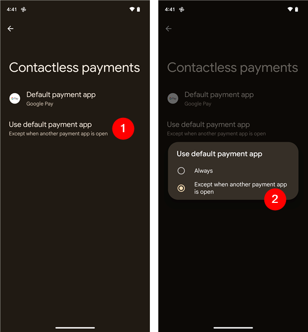 Use default payment app except when another one is open