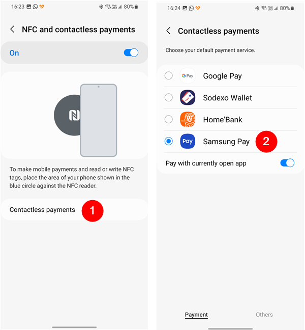 Choose the default payment app on a Samsung Galaxy phone