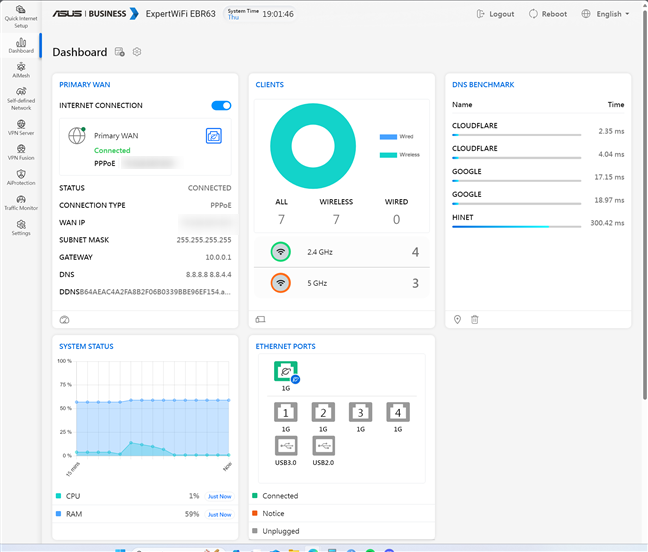 The web interface for ExpertWiFi