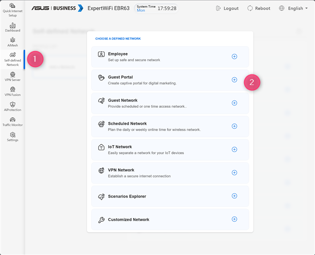 Go to Self-defined Network > Guest Portal