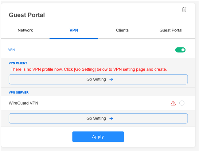 The VPN tab