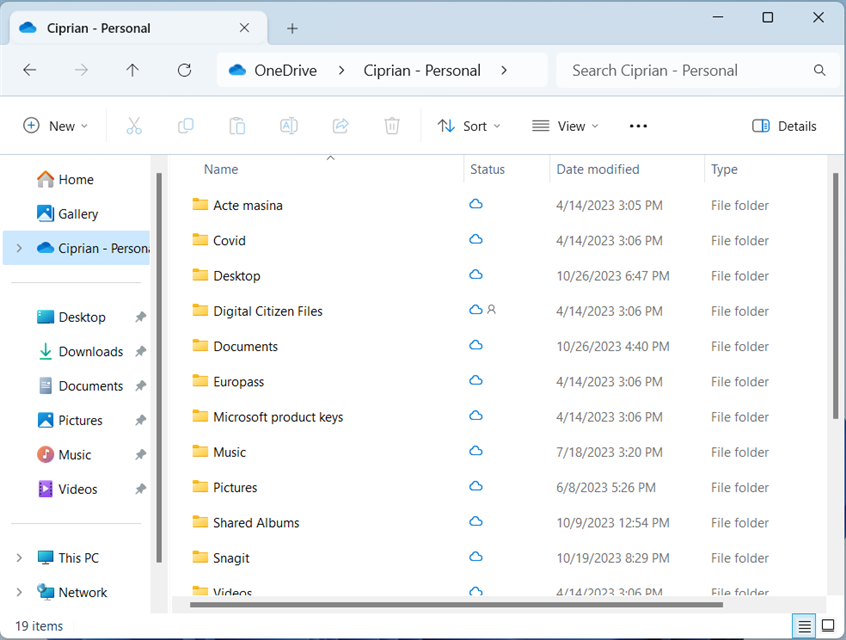 The OneDrive folder in Windows 11