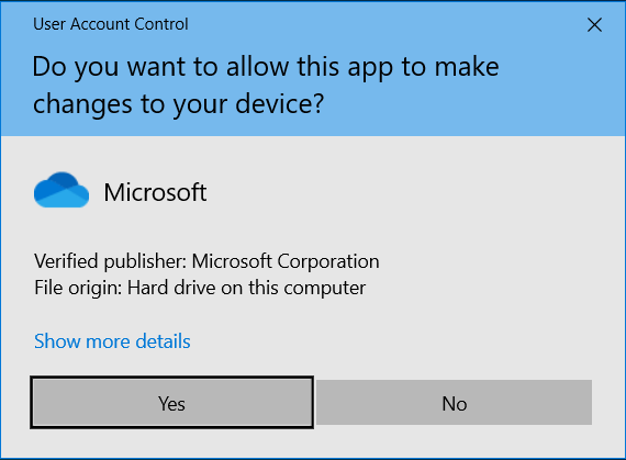 Click or tap Yes in the UAC prompt