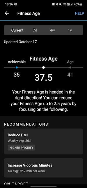 Here is my fitness age