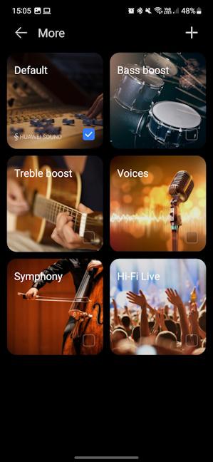 Presets for adjusting the sound