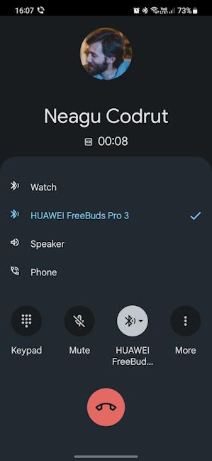 Taking a call on the HUAWEI FreeBuds Pro 3