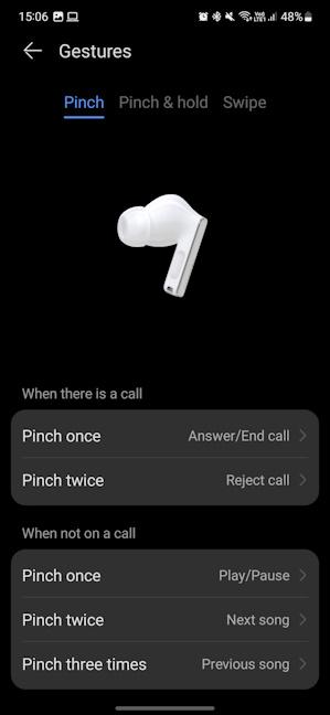 The gestures supported by HUAWEI FreeBuds Pro 3